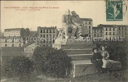 Paris Square du Pere Lachaise Le Declin l Aurore Monument Statue Kat. Paris