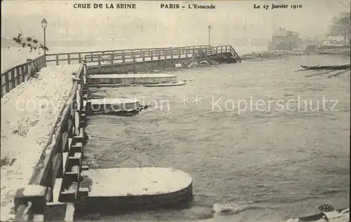 Paris Inondations Estacade La Crue de la Seine Hochwasser Katastrophe Kat. Paris