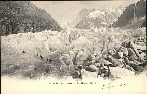 Chamonix Mer de Glace Bergsteiger Gletscher Kat. Chamonix Mont Blanc