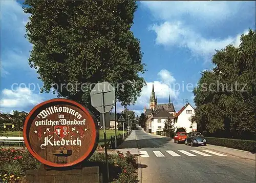 Kiedrich Strassenpartie Weinfass Kirche Kat. Kiedrich