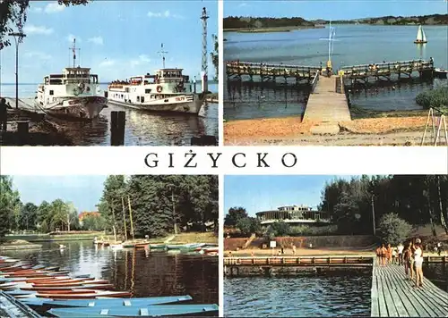 Gizycko Statki wycieczkowe na jeziorze Niegocin Przystan zeglarska nad kanalem Osrodek wypoczynkowy nad jeziorem Kisajno Kat. Loetzen Ostpreussen