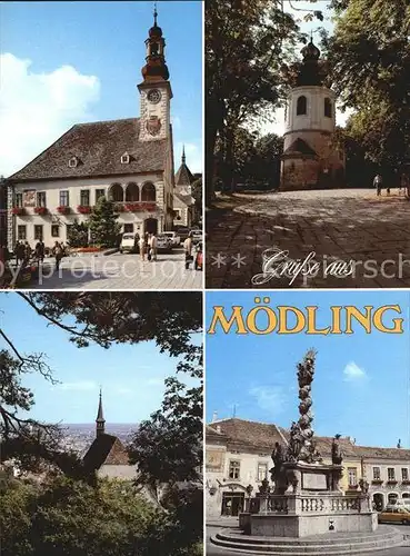 Moedling Rathaus romanischer Karner Wehrkirche St Othmar Dreifaltigkeitssaeule Kat. Moedling