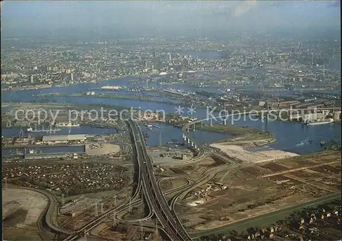 Hamburg Fliegeraufnahme Hafen mit Kohlbrandbruecke Kat. Hamburg