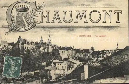Chaumont Haute Marne Vue generale de la ville Wappen Krone Kat. Chaumont