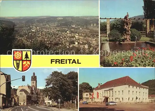 Freital Blick vom Windberg Storchenbrunnen Dresdner Strasse Klubhaus der Edelstahlwerker Kat. Freital