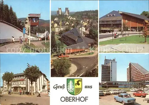 Oberhof Thueringen Rennschlitten  und Bobbahn Interhotel Panorama Erholungsheime Rennsteig und Dimitroff Kat. Oberhof Thueringen