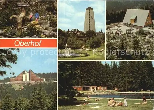 Oberhof Thueringen botanischer Garten Erholungsheime Rennsteig und Stachanow Interhotel Panorama Freibad Kat. Oberhof Thueringen