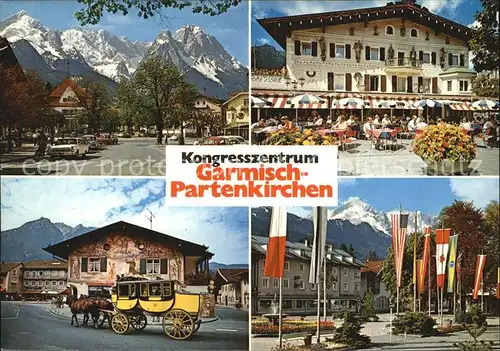 Garmisch Partenkirchen Kongresszentrum Marienplatz Post Hotel Richard Strauss Platz Postkutsche Kat. Garmisch Partenkirchen