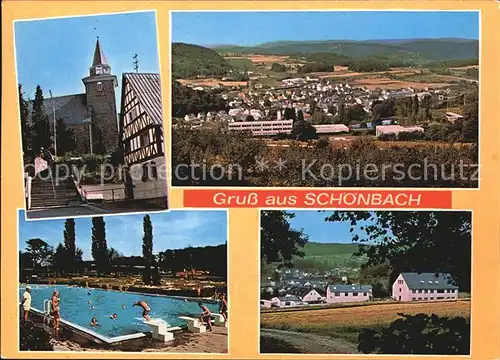 Schoenbach Dillkreis Schwimmbad Kirche  Kat. Herborn