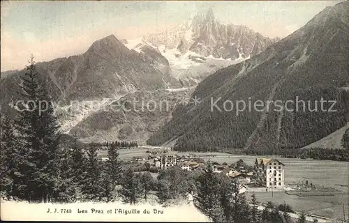 Les Praz Panorama Aiguille du Dru Montblanc Massiv Kat. Chamonix Mont Blanc