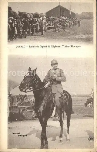 Cognac Revue de Depart du Regiment Tcheco Slovaque Colonel Philippe Kat. Cognac