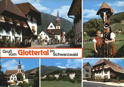 Glottertal Dorfpartien Kirche Schwarzwaelder Trachten  Kat. Glottertal Schwarzwald