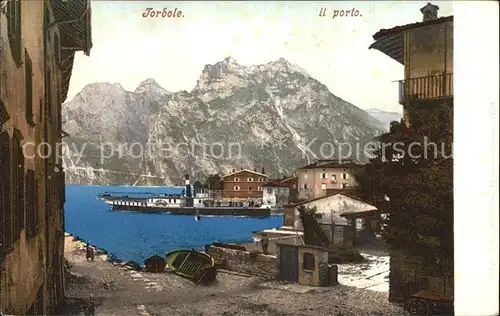 Torbole Lago di Garda Hafen mit Dampfer Kat. Italien