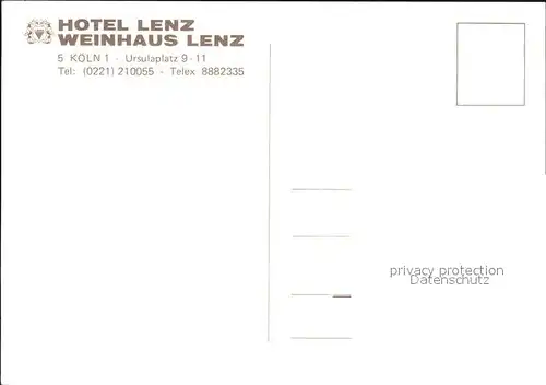 Koeln Rhein Hotel Lenz Kat. Koeln