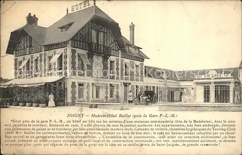 Joigny Yonne Modern Hotel Baillet pres la Gare PLM Kat. Joigny