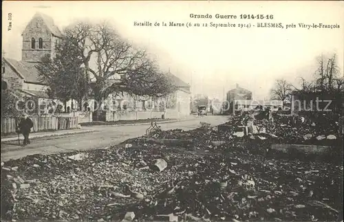 Blesmes Bataille de la Marne Ruines Grande Guerre 1914 1916 Ruinen 1. Weltkrieg Kat. Blesmes