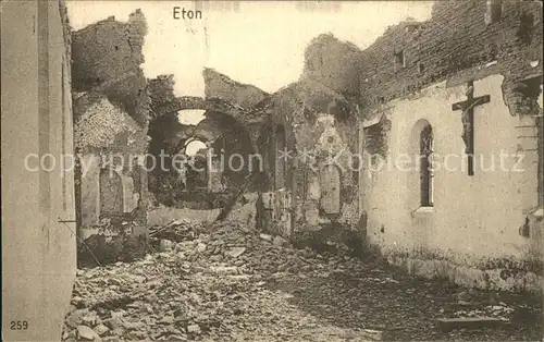 Eton Meuse Maisons detruites Grande Guerre Ruinen 1. Weltkrieg Kat. Eton