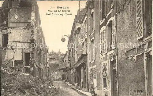 Verdun Meuse Rue du Saint Esprit Hotel du Coq Hardi Ruines Grande Guerre Truemmer 1. Weltkrieg Kat. Verdun