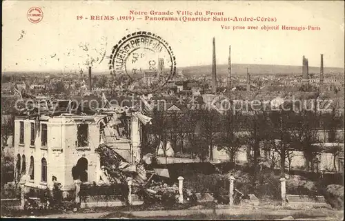 Reims Champagne Ardenne Panorama Quartier Saint Andre Ceres Ruines Grande Guerre Truemmer 1. Weltkrieg Kat. Reims