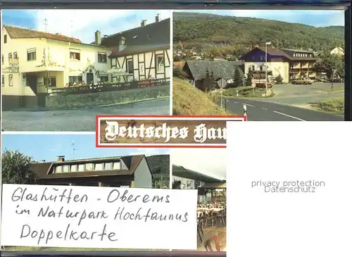 Oberems Glashuetten Gasthaus Deutsches Haus Aufklappkarte  Kat. Glashuetten