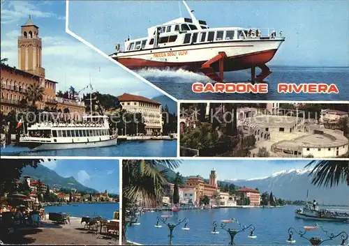 Gardone Riviera Lago di Garda Fahrgastschiffe Arena Promenade Panorama Kat. Italien