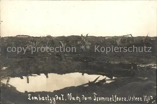 Lombartzyde Kriegszerstoerung nach dem Trommelfeuer 1917 Kat. 