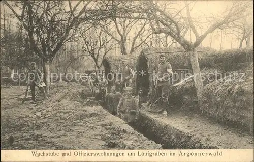 Argonnerwald Kriegsschauplatz Wachstube und Offizierswohnungen am Laufgraben