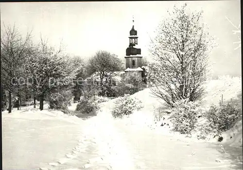 Landwuest Kirche im Winter Kat. Markneukirchen