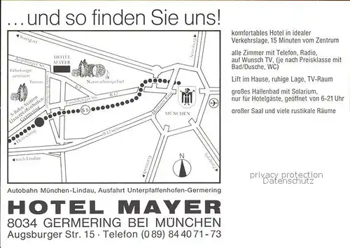 Germering Oberbayern Hotel Mayer Kat. Germering