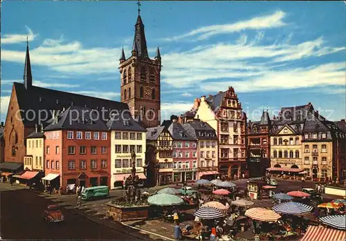 Trier Hauptmarkt mit Petrusbrunnen Kat. Trier