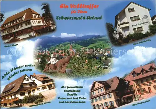 Oberharmersbach Hotel Baeren Gasthaus Roessle  Kat. Oberharmersbach
