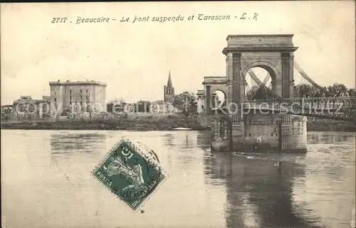 Beaucaire Gard Le Pont suspendu et Tarascon Kat. Beaucaire