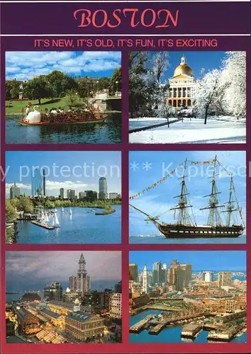 Boston Massachusetts Swan Boat Skyline Faneuil Hall Marketplace Waterfront State Capitol  Kat. Boston