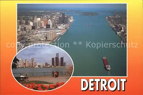 Detroit Michigan Fliegeraufnahme Hafen und Skyline Kat. Detroit