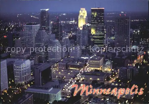 Minneapolis Minnesota Fliegeraufnahme Bei Nacht Kat. Minneapolis