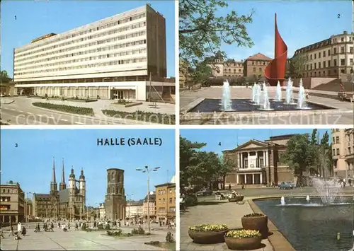 Halle Saale Interhotel Stadt Halle Hansaring Fahnenmonument Theater Markt Kat. Halle