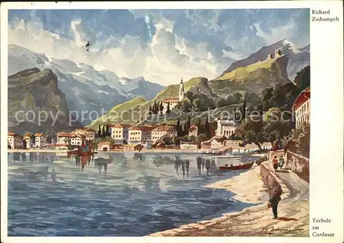 Torbole Lago di Garda Zeichnung  Kat. Italien