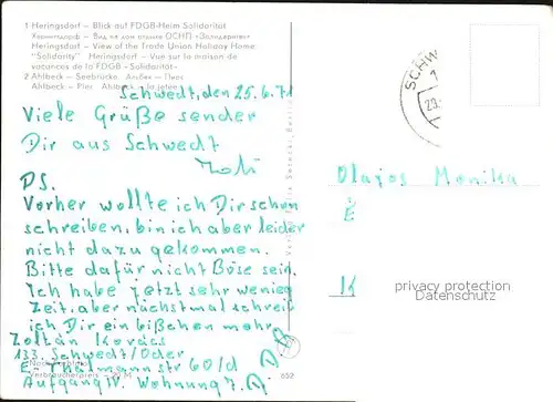 Ahlbeck Ostseebad Heringsdorf FDGB Heim Solidaritaet Kat. Heringsdorf Insel Usedom