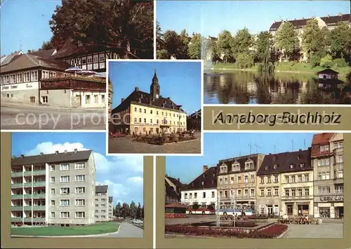 Annaberg Buchholz Erzgebirge HO Gaststaette Frohnauer Hammer Schutzteich Rathaus Markt Kat. Annaberg