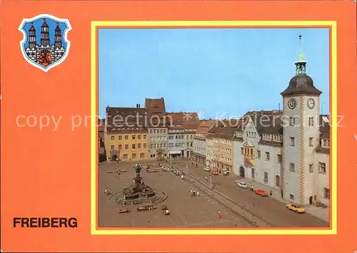 Freiberg Sachsen Obermarkt Rathaus Brunnendenkmal Luftbild Kat. Freiberg