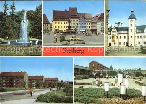 Freiberg Sachsen Scheringerpark Brunnendenkmal Obermarkt Rathaus  Kat. Freiberg