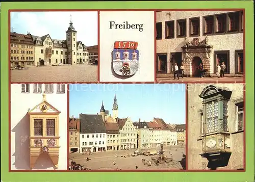 Freiberg Sachsen Stadtwappen Rathausportal Obermarkt Barock Erker Kat. Freiberg