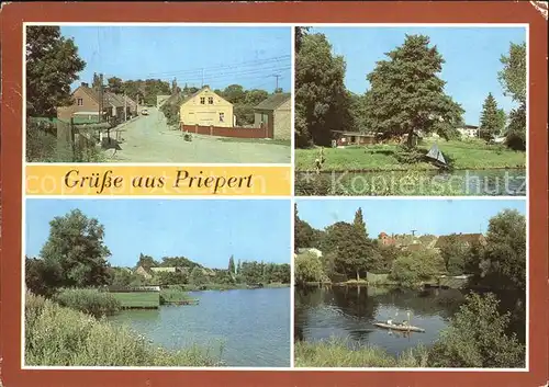 Priepert Dorfstrasse Kanal See  Kat. Priepert