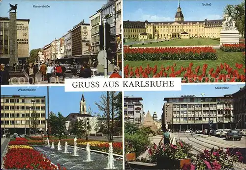 Karlsruhe Baden Kaiserstrasse Schloss Wasserspiele Marktplatz