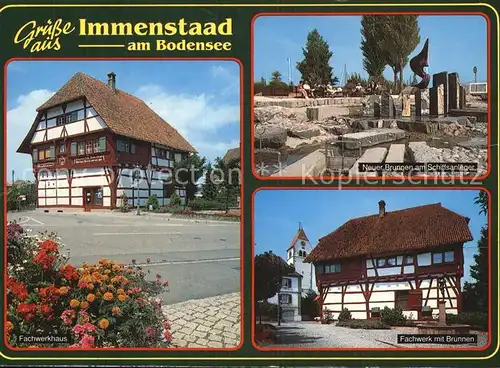 Immenstaad Bodensee Fachwerkhaeuser Brunnen Schiffsanleger Kat. Immenstaad am Bodensee