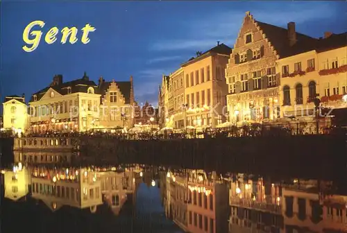Gent Gand Flandre Kraanlei Nachtaufnahme Kat. 