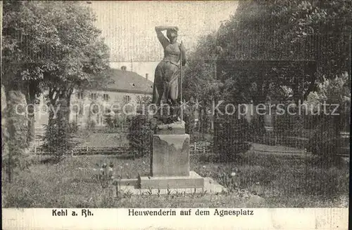 Kehl Rhein Heuwenderin auf dem Agnesplatz Denkmal Statue Kat. Kehl