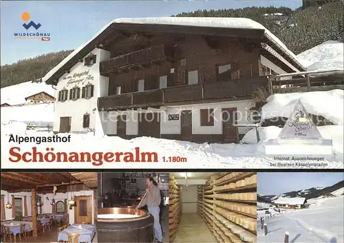 Wildschoenau Tirol Alpengasthof Schoenangeralm Schaukaeserei Gaststube