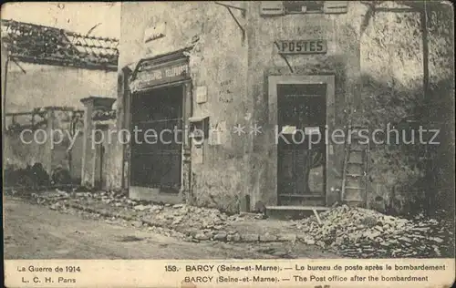 Barcy apres le bombardement Grande Guerre de 1914 Ruinen 1. Weltkrieg Kat. Barcy