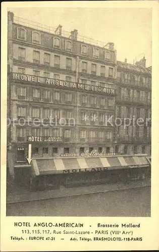 Paris Hotel Anglo American Brasserie Mollard Kat. Paris